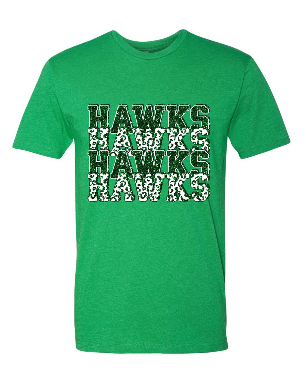 Adult-NL-Hawks Stacked Faux Glitter/Leopard