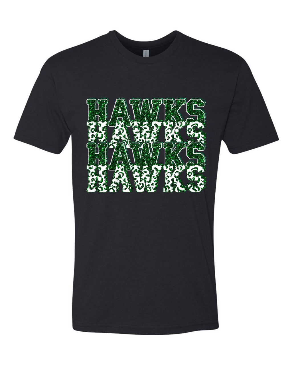 Adult-NL-Hawks Stacked Faux Glitter/Leopard