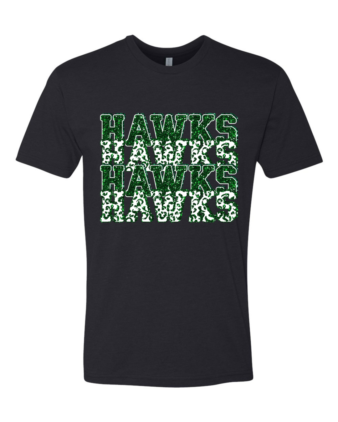 Adult-NL-Hawks Stacked Faux Glitter/Leopard